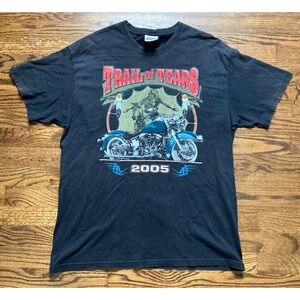 VTG 2005 Trail Of Tears Motorcycle Rally Shirt Mens Large Black Double Sided